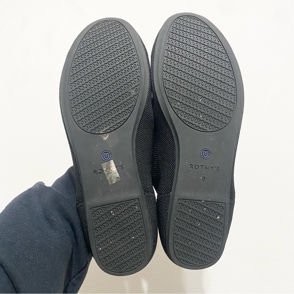 Rothy’s The Flat Round Toe Solid Black Knit Balle… - image 6